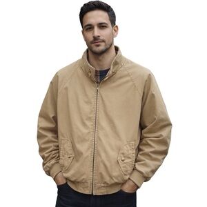 Vintage Sears Roebuck Tan Harrington Jacket Plaid Lined XL